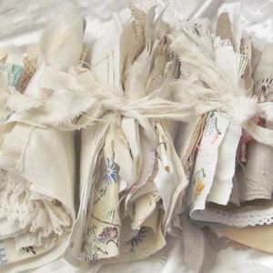 Lot Vintage Linens Doilies Lace Cotton Linen Cloth Fabric Pieces Bundle Embroidered Scraps Crafts Journal Snippets Slow Stitch Mystery Lot