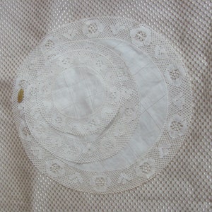 Doily Set of 3 Antique White Handmade Lace Round Doilies Unused - many others to choose from in my shop