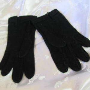 Vintage Black Super Soft Nylon Wrist Gloves 7.5&quot; Long Size 6.5 Small // Many others to choose from in my shop