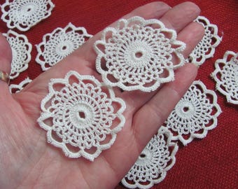 Small Round Off White Crochet Doilies 2" Inch 50mm // Rescued Upcycled Recycled Linens Lace Crafts Applique Doily // Your Choice Quantity