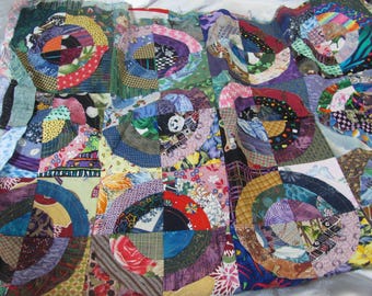 Lovely Unique Hand Stitched Handmade Quilt Top Colorful // Patchwork Cotton Unfinished 60" x 46" Top Part Only