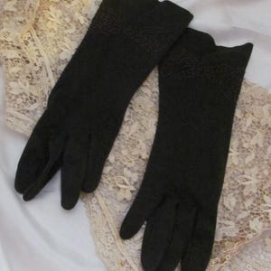 Gloves Vintage Brown Soft Gloves 11&quot; Long Medium (121A)
