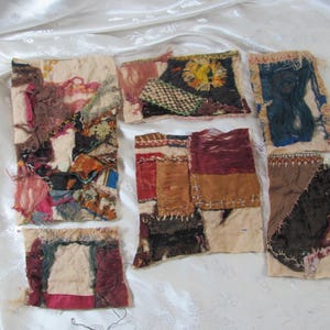 Circa 1885 Antique Crazy Quilt Piece // 19th Century Handmade Embroidered Hand Stitched Tattered Shredded // Rescue Reuse // Your choice