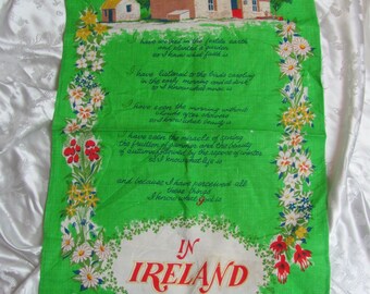 Towel Vintage Novelty Cotton Pure Linen Kitchen Hand Towel - Ireland Poem Limerick Colorful