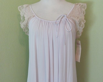 Vintage Pale Lavender Komar Nylon Lace Nightgown Full Length Size Small Style 3299 New Unused NOS