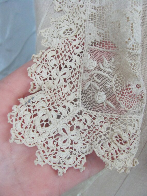 Antique Handmade Irish and Tambour Lace Bodice Ca… - image 4