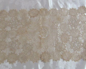 Wow! Amazing Crocheted Tatted Lace Rectangle Table Runner Place Mat Dresser Scarf Doily Doilies - 10" x 17" // Many others to choose from