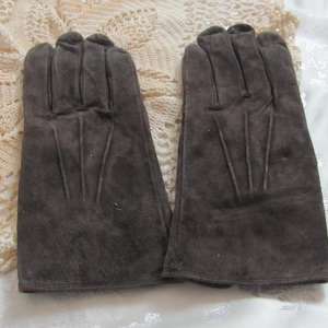 Aris Brown Suede Leather Winter Gloves 10&quot; Long Size Extra Large Lined Warm for Cold Weather Thick // Vintage Ladies Gloves Driving