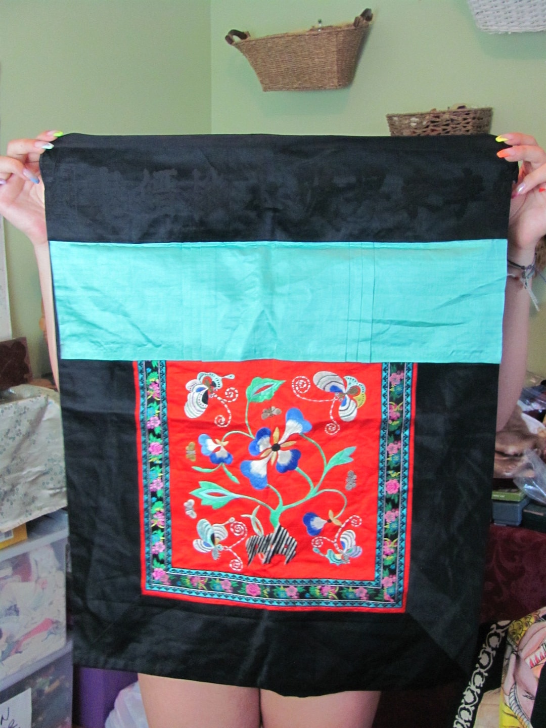 Beautiful Antique Silk Embroidered Tapestry Wall Hanging Panel Etsy