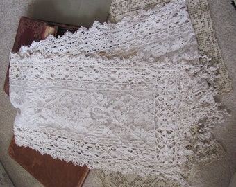 Wow! Unique Cluny Needle Lace Vintage Antique Table Runner Decor 12" x 84"  Just Beautiful