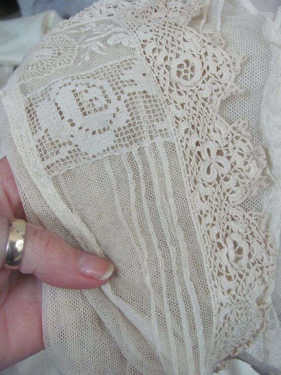 Antique Handmade Irish and Tambour Lace Bodice Ca… - image 10