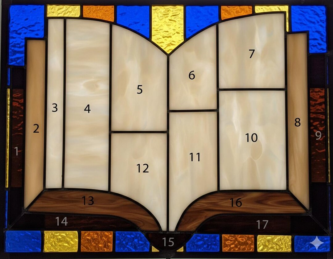 Open Book Stained Glass Pattern PDF – Open Book Design With Color ...