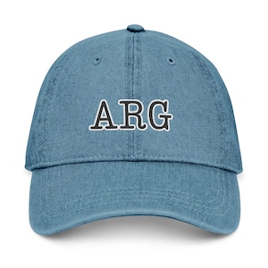 Embroidered ARG Argentina Dad Hat, Cotton Denim Pride Cap