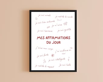 Positive affirmations poster | My affirmations of the day | Self-confidence poster | Wellness decor | Self-love | Digital file