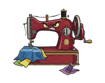 Angry Sewing Machine Embroidery Design - Funny Vintage Sewing Machine Patch, Sarcastic Embroidery File, Machine Embroidery DST PES