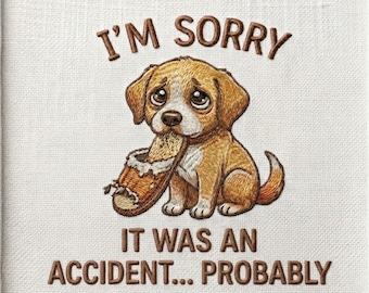Cute Puppy Sitting Machine Embroidery Design, Dog I'm Sorry Embroidery Pattern, Goldie Golden Dog Breed, Tote Bag For Dog Lover