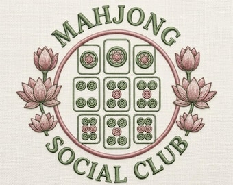 Mahjong Embroidery Design, Machine Embroidery File, Mah Jong Tile Pattern, Lucky Game Gift,  Embroidered Napkins, Gift for Mahjong Lovers
