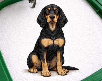 Black and Tan Coonhound Dog Embroidery Design | Black and Tan Puppy Head | Pet Lover Gift Idea | Digital Machine Embroidery File