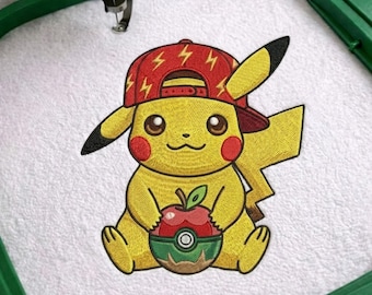 Pikachu Pokemon Embroidery Design - Anime Machine Embroidery Design | Inches Hoop | Instant Download