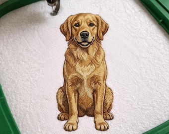 Golden Retriever, Machine Embroidery Design, Sitting Dog Embroidery Pattern, Goldie Golden Dog Breed, Boston Terrier, Tote Bag For Dog Lover