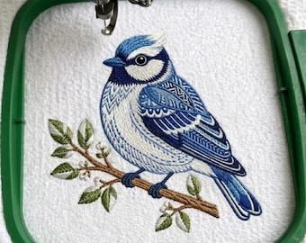 Blue Jay and Blossoms | Machine Embroidery Design File