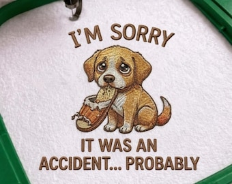 Cute Puppy Sitting Machine Embroidery Design, Dog I'm Sorry Embroidery Pattern, Goldie Golden Dog Breed, Tote Bag For Dog Lover