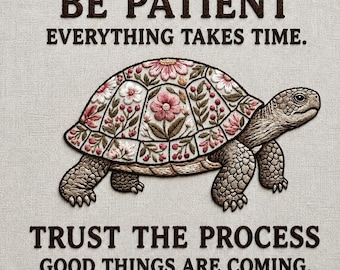Floral Turtle Embroidery Design, Motivational Turtule Qoute Embroidery Pattern, Tropical Hibiscus Flowers Machine Embroidery Digital File