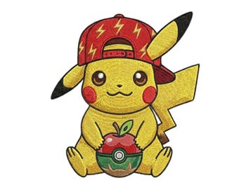 Pikachu Pokemon Embroidery Design - Anime Machine Embroidery Design | Inches Hoop | Instant Download