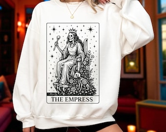 Tarot Sweatshirt Witchy Sweatshirt Tarotkaart Shirt Witchy kleding Tarotkaart trui Tarotkaart Halloween Sweatshirt de keizerin Tarot