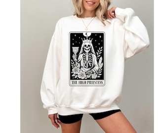 Sweatshirt hogepriesteres tarotkaart, heksen, tarotshirt, heksensweater, goddelijk vrouwelijk, grillige, grillige kleding, gothic