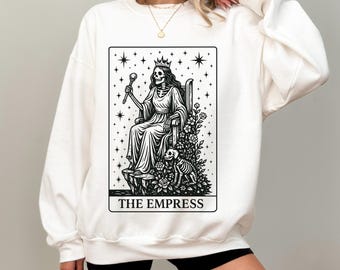 Tarot Sweatshirt Witchy Sweatshirt Tarotkaart Shirt Witchy kleding Tarotkaart trui Tarotkaart Halloween Sweatshirt de keizerin Tarot
