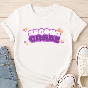 Second Grade Coquette PNG: Hello School T-Shirt Design (Digital Download)