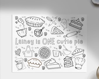One Cutie Pie Birthday coloring sheet TEMPLATE