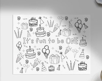 It’s fun to be one Birthday coloring sheet TEMPLATE