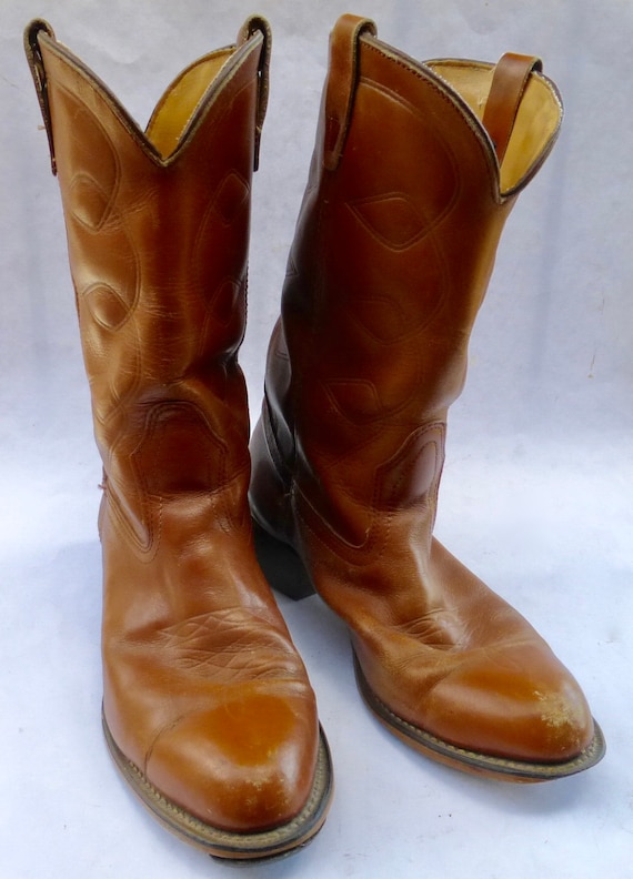 Vintage Brown Men Cowboy Boots Copper 