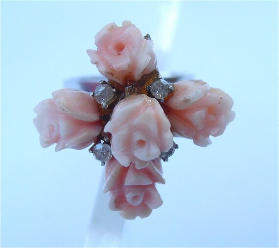 Vintage Coral Ring Vintage Diamond Ring Diamond Co
