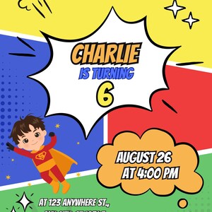 Superhero Birthday Invite