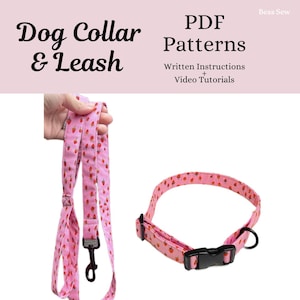 Dog collar and leash PDF patterns - How to Make a Pet Leash and collar - Dog walking supplies sewing tutorial - Sewing for dogs Download