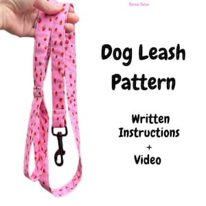 Patrón de costura para correa de perro — Patrón de costura para correa de perro DIY: Proyecto para principiantes (Patrón PDF) Videotutorial — Patrón PDF para correa de tela