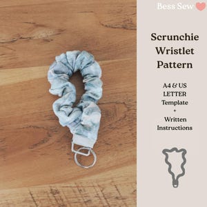 Mönster för sömnad av handledsrem med scrunchie-motiv - Mönster för handledsrem med scrunchie-motiv och nyckelring - Mönster för sömnad av handledsrem med scrunchie-motiv - Nybörjarmönster för sömnad av handledsrem med scrunchie-motiv