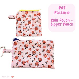 Zipper Coin Pouch Sewing Tutorial: Lined Key Ring Pouch (PDF Download) Coin Pouch Pattern + Pencil Pouch Pattern - Beginner Sewing Pattern