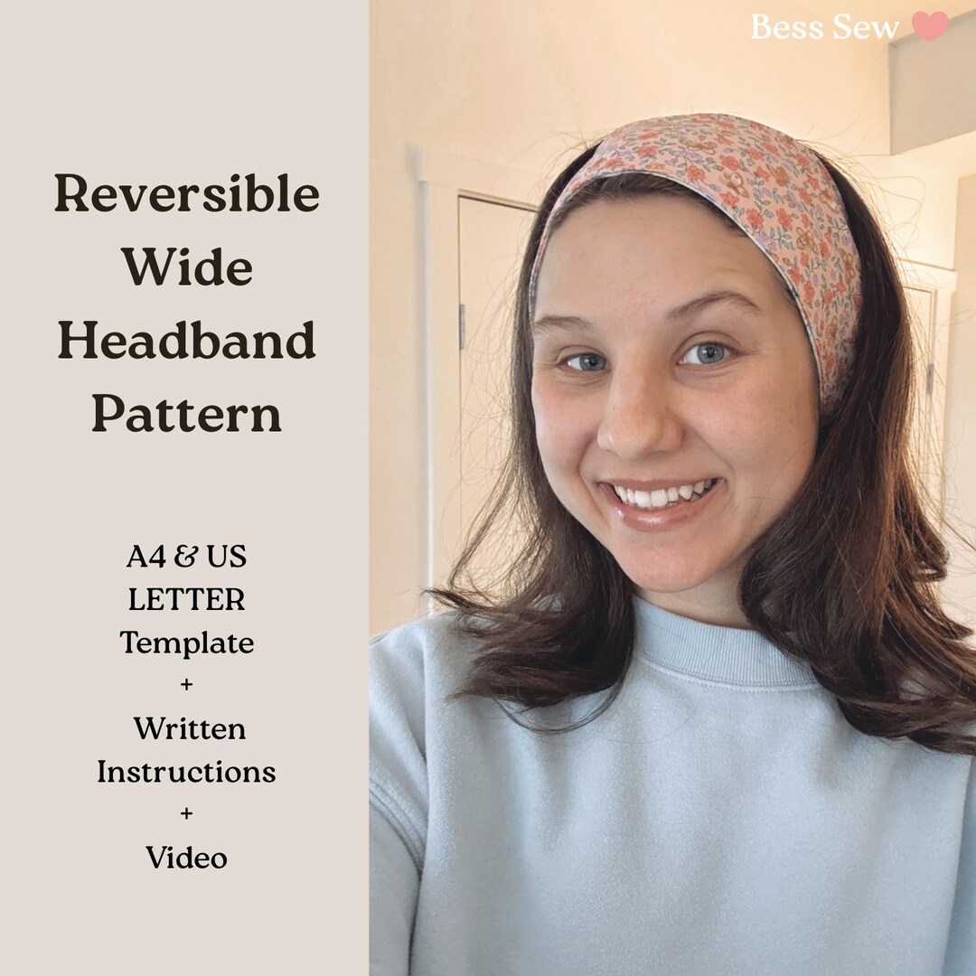 Wide Headband Sewing Pattern PDF - Reversible Headband Sewing Pattern ...