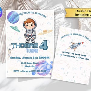 Boy Birthday Invitation, Galaxy Space Adventure Invite, Editable Instant Download Template