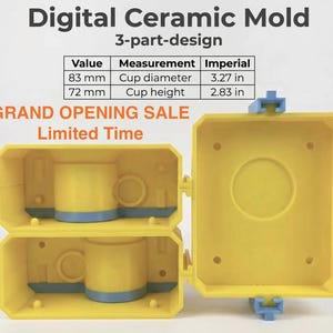 Chain Detail Mug Master Mold - 3D Printed Mold for Ceramic Slip Casting - Pottery Tools (Digital File)