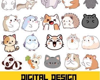 Kawaii Animal SVG PNG Bundle: Digital Designs for Crafts (20+ Designs)