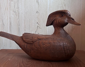 Vintage Hand-Carved Folk Art Duck Decoy by Phase IV