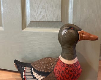 Vintage Stuffed Cloth Mallard Duck Decoy Doorstop