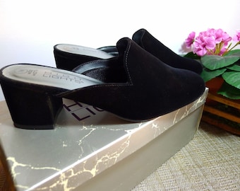 Vintage Black Velvet Mule 7W, Low Heel Shoes by High Lights, Never Worn New