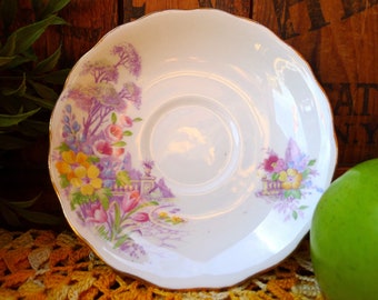 Victorian Garden Saucer Mix and Match, Colclough Bone China England, Lilac Pink Yellow Floral