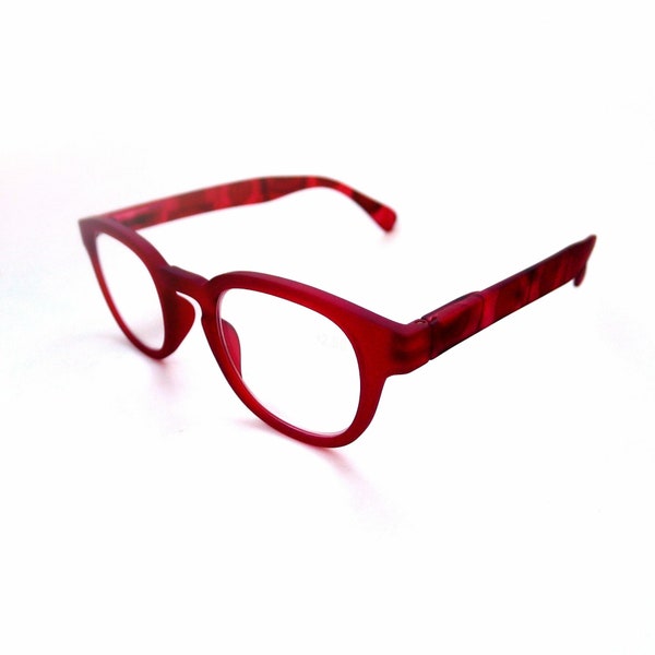 Berry Red Eyeglasses 4.50, Reading and Crafting Glasses, Unisex Readers with Spring Hinges